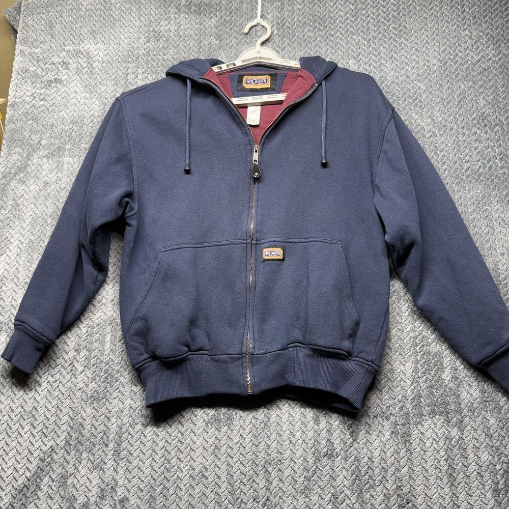 VTG Big Smith Men's Large Hoodie Thermal Lined Full Zip Workwear‎ Navy